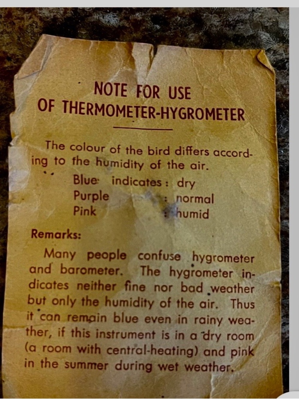 Vintage Thermometer-Hygrometer with Felt Bird in Dome - Picture 2 of 7